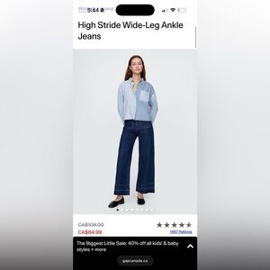 Gap High Waist Wide Leg Ankle Stride Jeans